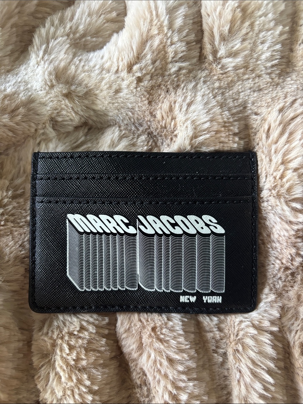 Marc Jacobs Black Card Holder with White Graphic Logo